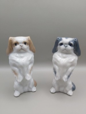 Porzellan Figur Royal Copenhagen Pekinese Paar Peter Herold Jugendstil