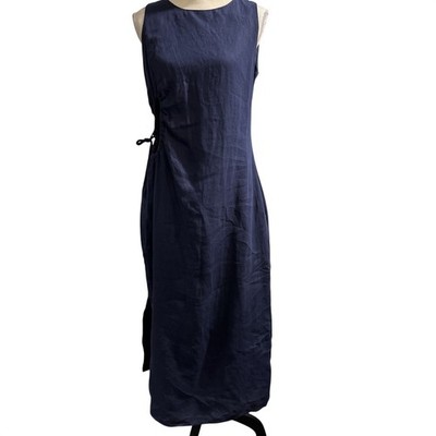 Magaschoni Dress Blue 100% Linen Midi Ruched Cutout Size 6 Coastal Beach Event | eBay Magaschoni Dress Blue 100% Linen Midi Ruched Cutout Size 6 Coastal Beach Event | eBay