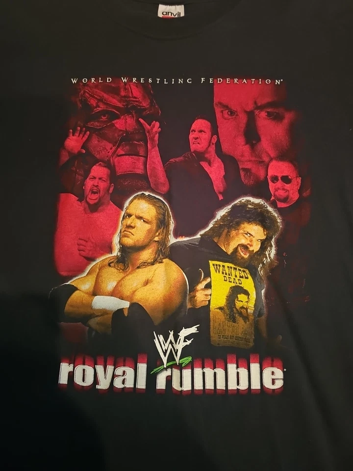 CAMISETA VINTAGE WWF 2000 ROYAL RUMBLE TAMANHO XL RARA WWE CACTUS TRIPLE H NUNCA USADA - Imagem 2 de 4