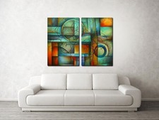 large colorful vibrant geometric abstract original painting Mike Lang home decor
