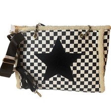Vintage Havana Checkerboard Star Sherpa Tote Large Carryall Bag NWOT
