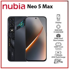 ZTE Nubia Neo 5 Max 5G 8GB+512GB BLACK Dual SIM Unlocked Android Mobile Phone