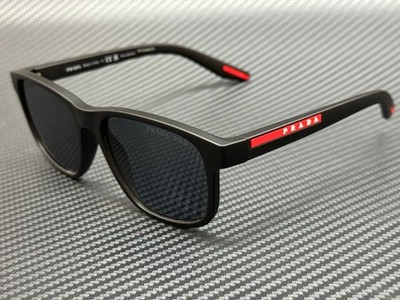 PRADA LINEA ROSSA PS 06YS DG002G Black Grey Polarized Men's 56 mm Sunglasses