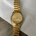 Vtg Seiko SQ Quartz  Day/Date President Gold Tone 35mm Men's Watch NICE