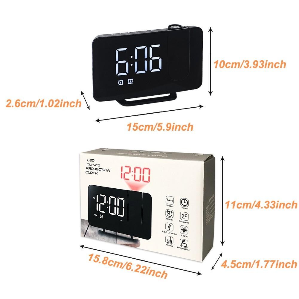 Digital Projection Alarm Clock Snooze LED Display Dual Alarm Clock FM Radio USB