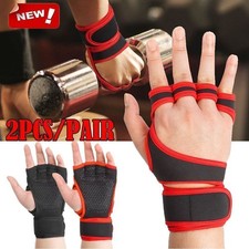 2x Fitness Gloves Weight Lifting Gym Workout Training Wrist Wrap Strap Men Women