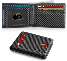 RUNBOX Novelty Wallet for Men Slim 11 Credit Card Holder Slots Leather RFID Bloc