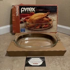 Vintage PYREX 704 Clear Oval 4 Qt. Handled Baking Dish Roaster 15x11x3 Inch