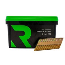 RIKA 63 x 2.8mm Collated Nails Galvanised Ring 34 Deg. 3000pk (No Fuel) 1st Fix