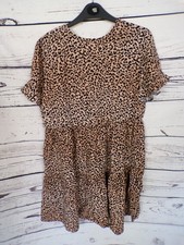 LADIES NEW LOOK BROWN MIX LEOPARD PRINT SHORT SLEEVED DRESS SIZE 10