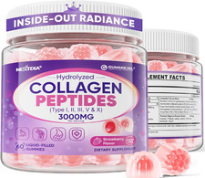 Collagen Gummies for Women  Men 3000mg, Hydrolyzed Collagen Peptides with Antio