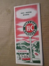Sinclair Highway Road Map of Idaho Montana Wyoming 1952