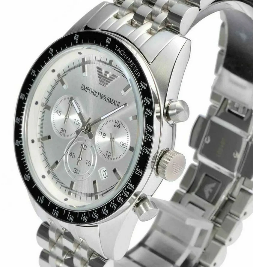 Reloj Hombre Emporio Armani AR6073 Sportivo Cronógrafo Plateado Acero Inoxidable Nuevo con Etiquetas Foto 4 de 4