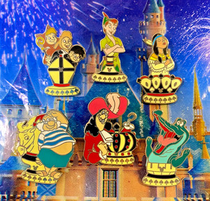 🪁 Disney Peter Pan Chess 6 Pin Lot - Tiger Lily Captain Hook Tic Tock Croc Pins
