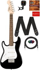 Fender Squier 3/4-Size Kids Mini Strat, Left Handed - Black w/ Cable