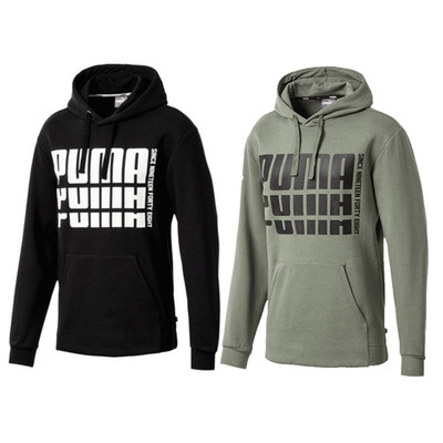 Puma Rebel Bold Hoody FL Basic Kapuzenpullover Sweatshirt Pullover Grün Schwarz