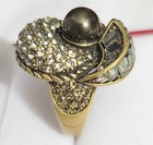 Heidi Daus "Black Pearl" Faux Pearl & Crystal cocktail Ring -10 — photo 2