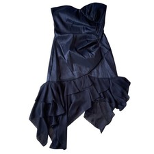 Y2K Vintage City Triangles Black Strapless High-Low Ruffle Prom Dress Size S Fai