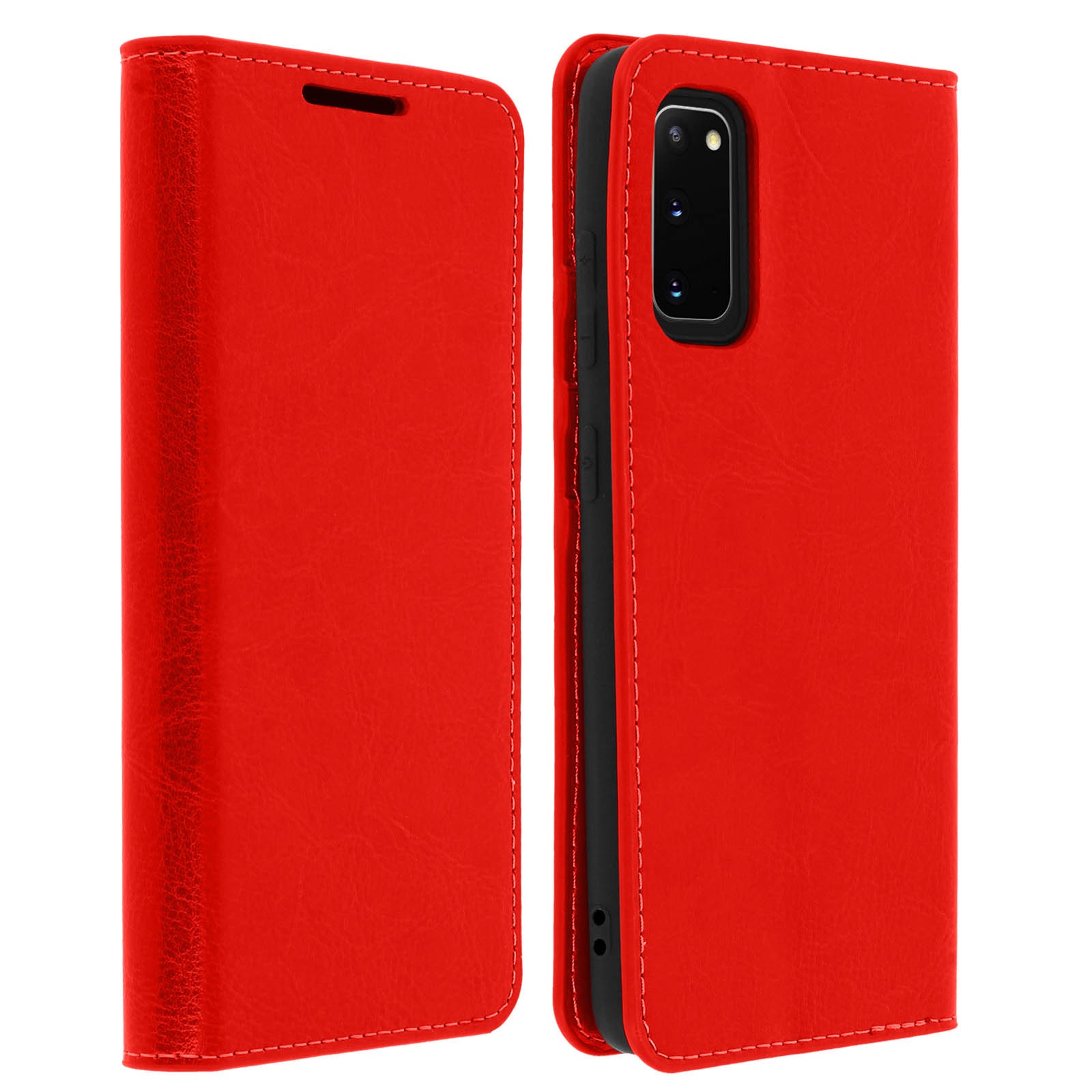 Housse de protection Galaxy S20 en cuir rouge élégante pour vos rendez-vous