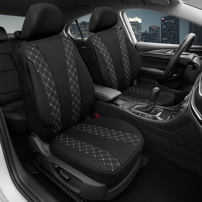 2x Sitzbezüge passend für Opel Insignia B ab 2017 (Schwarz-Weiß) | PRIME
