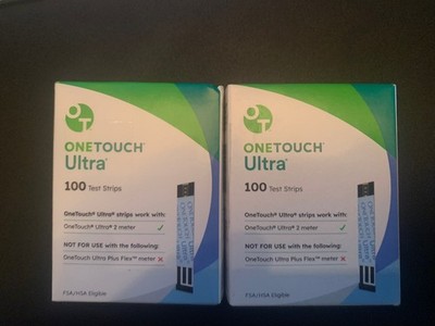 2 boxes - 100 ct OneTouch Ultra Test Strips   New Sealed   Exp 6/2026