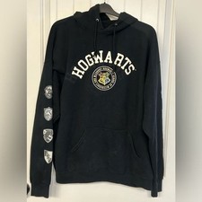Harry Potter Hogwarts Hoodie XXL  Black Oversized Spellout Crest