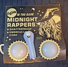 RARO giocattolo Clacker vintage anni 70 MIDNIGHT RAPPERS Glow in the Dark su cartoncino