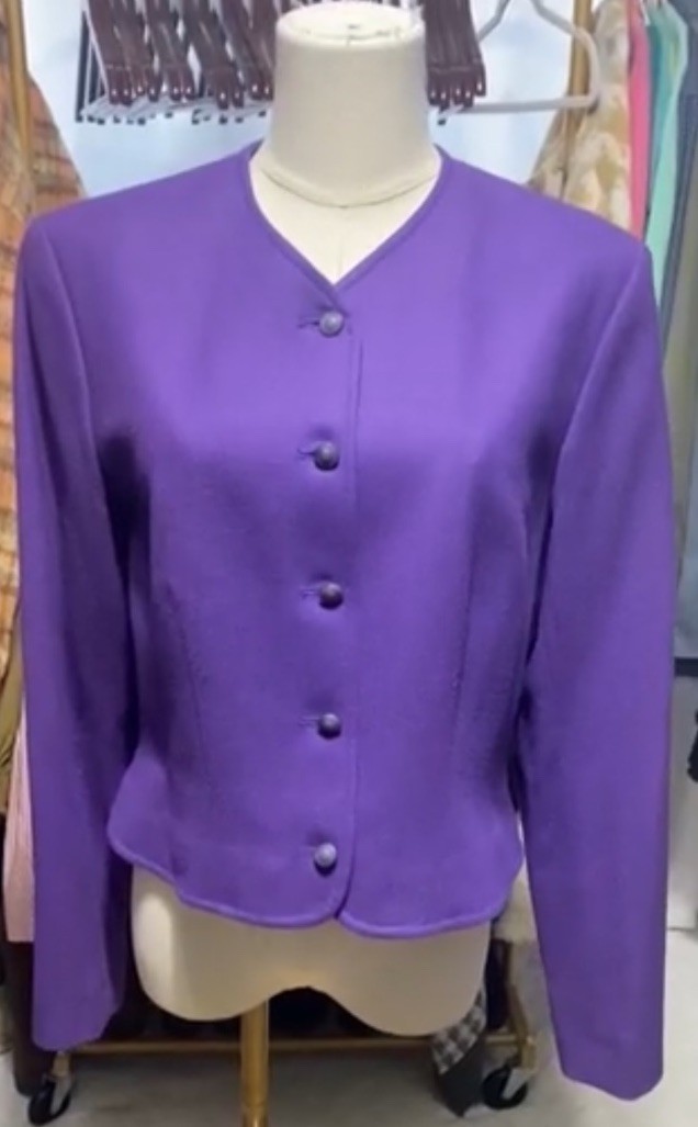Pendleton Purple Button Blazer Lined Short Jacket… - image 2