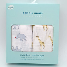 aden  anais Essentials 100 Cotton Muslin Swaddles, 2 Pack, Elephant  Giraffe