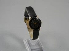 Armitron Diamond Now Watch Women 24mm Black Dial Gold Tone Leather New Battery