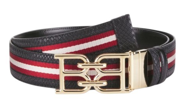 Bally 6301325 Python-Embossed Reversible Leather Black Belt EU115/US46 MSRP $405