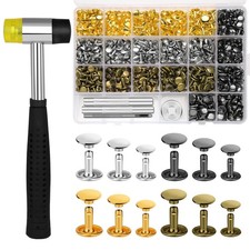 Leather Rivets Double Cap Tubular Tool Kit DIY Craft Repair Decor 360 Sets