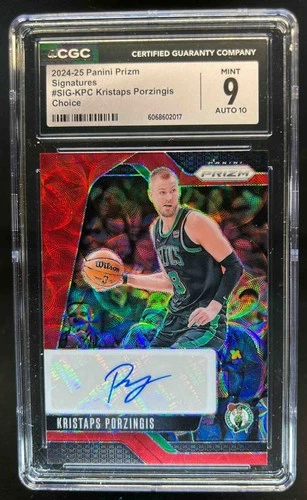 2024-25 Prizm Kristaps Porzingis Signatures Choice Auto #SIG-KPC Celtics CGC 9