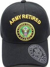 Army Retired Shadow Logo On Bill Mens Cap Baseball Cap - Black - Adjustable