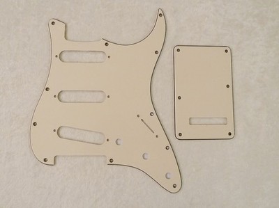 PICKGUARD AND TREMOLO COVER SET VINTAGE AGED WHITE 3 PLY FOR STRATOCASTER