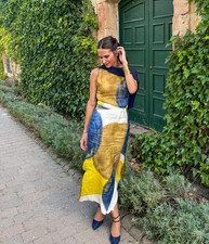 NWT_ZARA RAMIE MULTICOLOURED ARTY PRINT MIDI DRESS CUT OUT. 8582/224