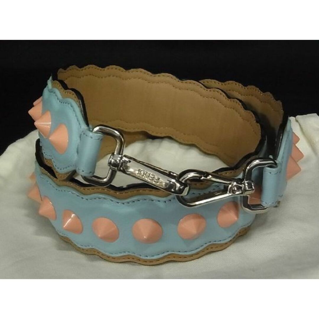 RARE FENDI Strap You Leather Studded Shoulder Bag in Light Blue