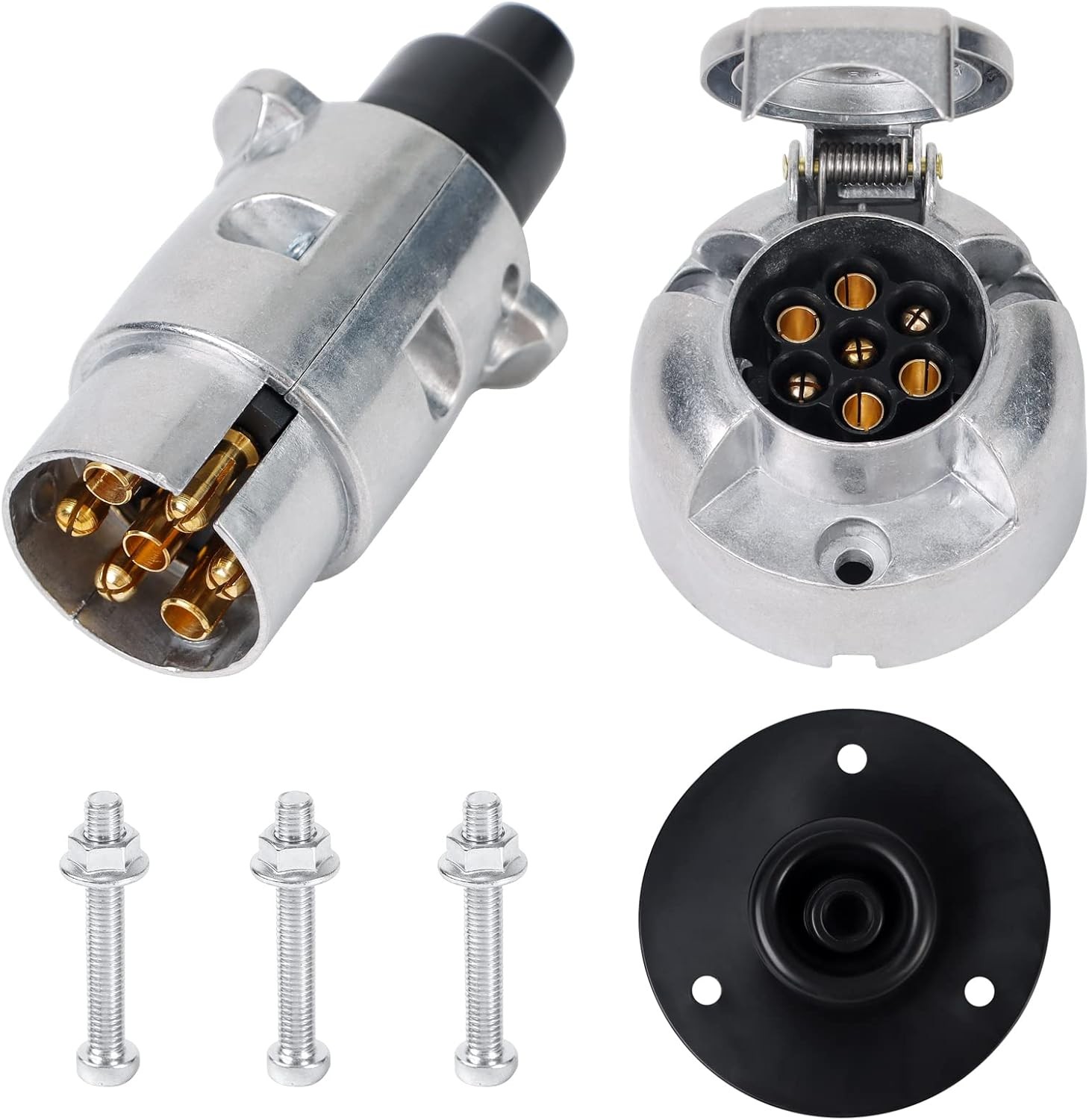 Woola Metal 7 Pin Trailer Plug and Trailer Socket,12V 7 Pin Caravan Plug and Ca
