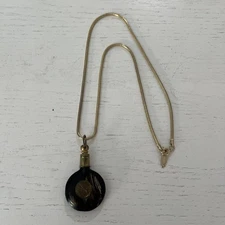 Whiting Davis Pendant Necklace Antique Agate Chatelaine Bottle Snake Chain 21”