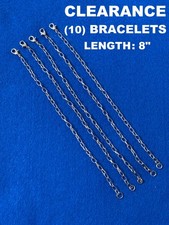 Silver Oval Link Chain Adjustable Bracelet with Lobster Closure Total 8" Long