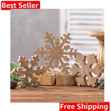 3 Pcs Winter Wooden Snowflake Decor Rustic Winter Snowflake Table Signs Wonde...