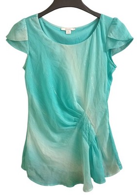 Dress Barn Blouse Metallic Layered Flutter Sleeves Lined Fairy Y2K Ombre Small