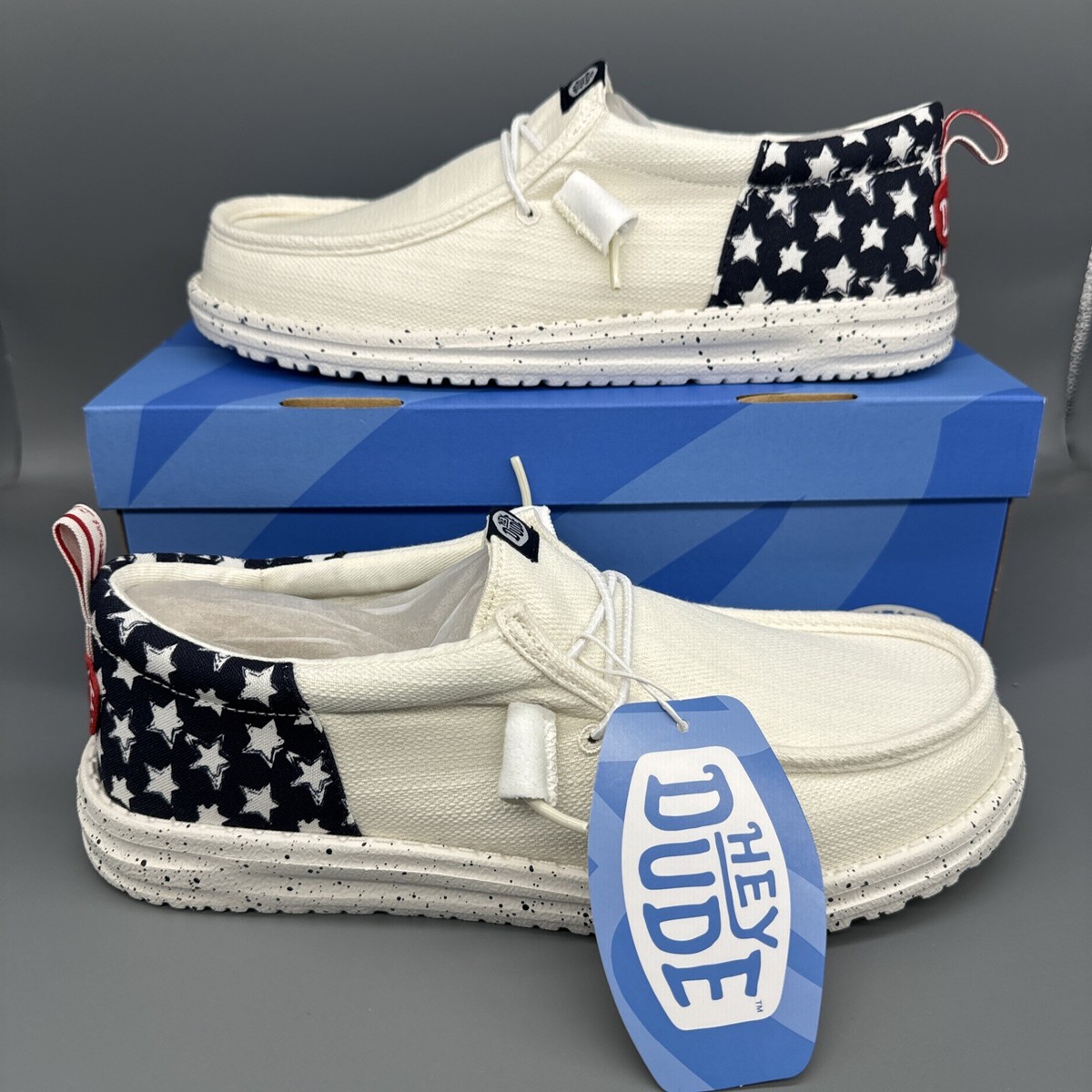 Hey Dude- Wally Funk Americana Stars/American Flag Shoes- Men’s Sizes- Amazon.com | HEYDUDE Wally Funk Americana Stars - White/Navy  main image 4
