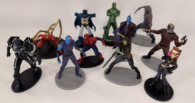 Marvel Disney Store PVC Figure Cake Topper Lot Of 11 Spiderman, Guardians Galaxy