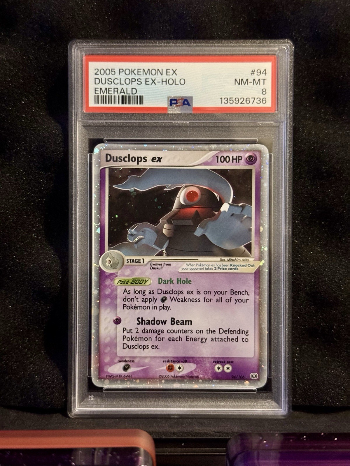 2005 Pokémon EX Emerald 94 Dusclops EX Holo PSA 8 NM-MT