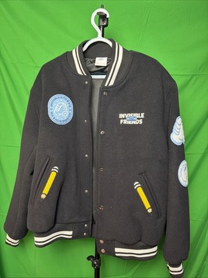 KITH x Invisible Friends Wool Varsity Jacket Bomber Mens Size XL Black