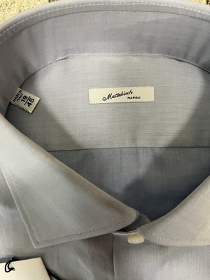 NWT MATTABISCH Italy Pale Blue Cotton Shirt 18 /45 New