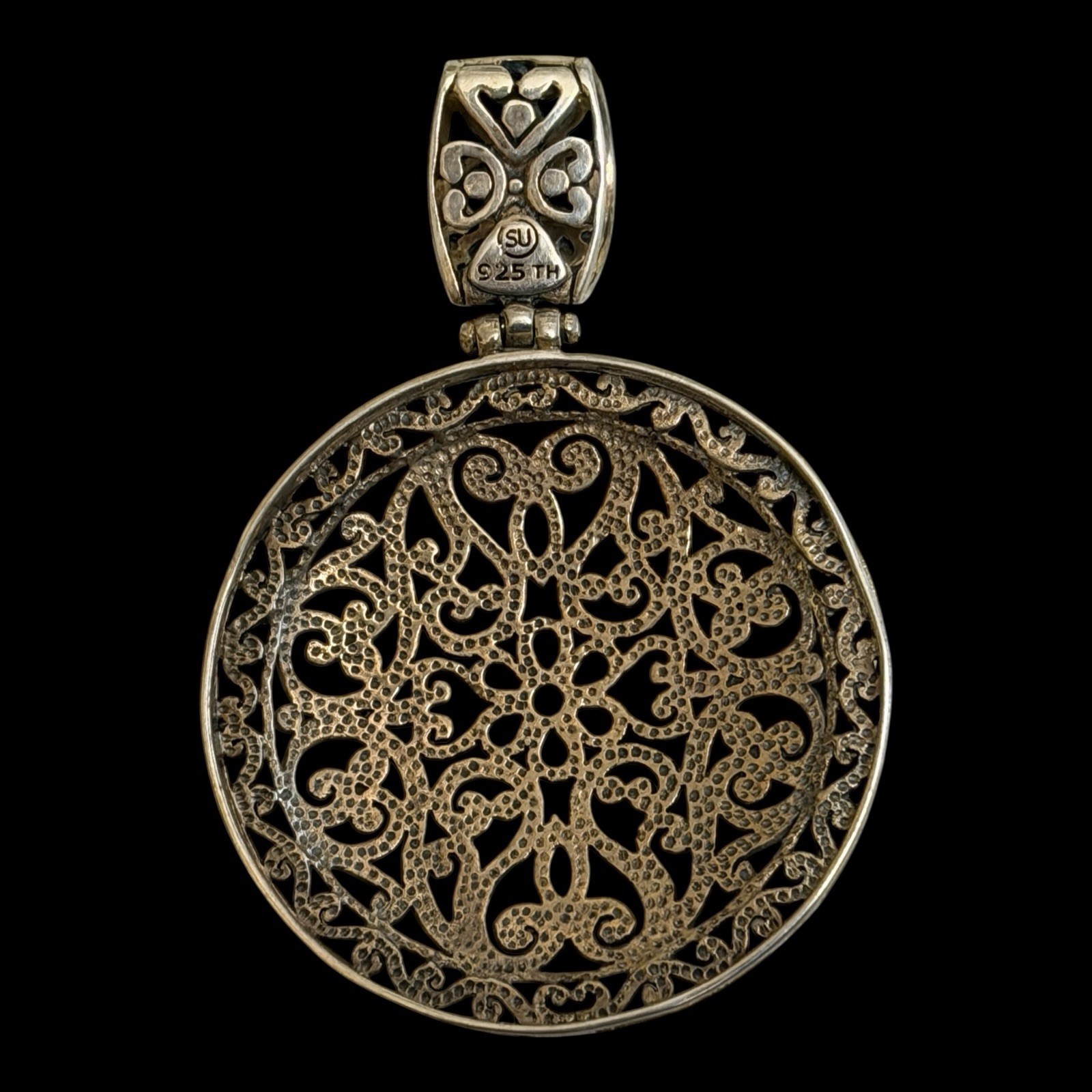 925 Sterling Silver Open Scrollwork Filigree Roun… - image 2