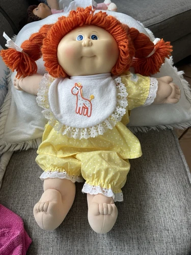 Vintage 70’s 80’s Original Cabbage Patch Kids Girl Doll Red Braids Yellow Outfit