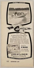 1959 Print Ad Crestline Aluminum Fiberglass Royalite Boats Little Falls,MN